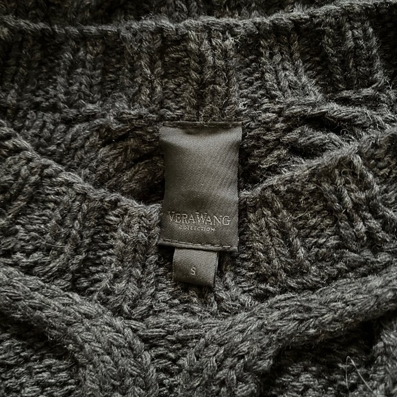 Vera Wang Cropped Cable Knit Fisherman Sweater Black - Picture 3 of 6